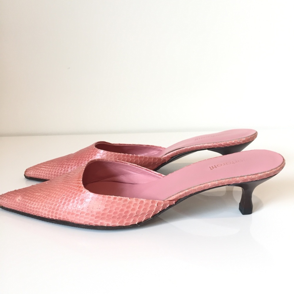 Mortarotti Genuine Python Pink Mules - image 3